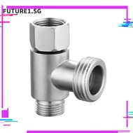 FUTURE1 Three Way Angle Valve, One in Two Out 304 Stainless Steel Water Pipe Diverter, Anti-rust T-joint 3/8 Inch and 1/2 Inch Three-way Adapter Water-tap