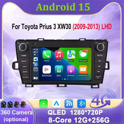 Android Auto Car Radio For Toyota Prius 3 XW30 2009-2013 Wireless Carplay Player WIFI 4G GPS Multime