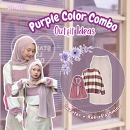 3 IN 1 One Set Hijab Korean Style Modern Women's Outfit Healing Sweater Strip - SET AE60