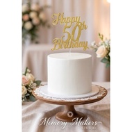 ✨ Elegant Gold Glitter 50th Birthday Cake Topper ✨