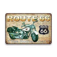 Motorcycle Route 66 Metal Tin Sign Plaque Design Vintage Wall Decor for Bar Pub Club
