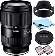 Tamron 28-75mm F/2.8 Di III VXD G2 Lens for Sony E Mount Bundle with 2X 64 GB SD Card Memory Cards, Lens Cap, Lens Hood and Lens Cleaning Cloth - Small Lightweight Standard Zoom Lens