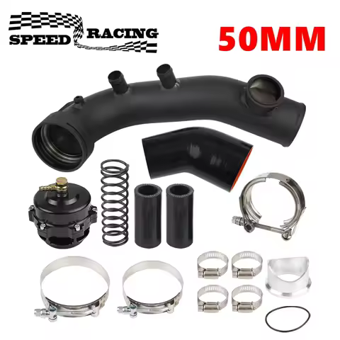 50MM Intake Turbo Charge Pipe Kit with Pressure Relief Valve For BMW N54 E82 E88 E90 E92 135i 335i C