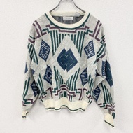 90年代古著軒尼詩腈綸針織衫，復古款，滿版印花，顏色， M碼