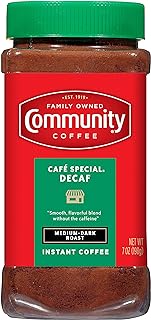 Community Coffee Café Special Decaf Instant Coffee, Medium Dark Roast, 7 Ounce Jar (Pack of 12)