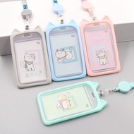 Creative Cat Student Campus Card Holder Retractable Bus Card Holder Lanyard Meal Card Access Card ID
