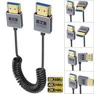 Coaxial HDMI 2.1 Spring Cable, 8K@60Hz 4K@120Hz, for HDTV PC PS5 Xbox Monitor, 0.7m, Ultra Slim OD 2