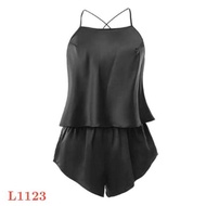 L1123 Baju Tidur Wanita Lingerie Dinas Malam Haram Sexy Babydoll Mini Dress Hitam Celana Pendek