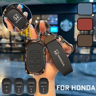 Genuine Cow Leather Zinc Alloy Remote Auto Car Key Fob Cover Case Shell For Honda HRV Vezel Civic RS