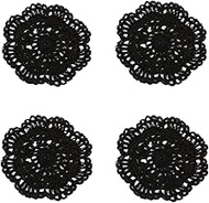 Yizunnu set of 4 Handmade Crochet Cotton Coaster,Round Lace Placemats with Floral Patterns,Lace Coas