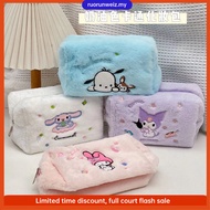 Sanrio Kuromi Plush Pencil Cases Mymelody Students Office Equipment Cinnamoroll Pencil Box Pompom Purin Cute Pencil Bag