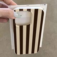 1pc Striped Pattern, Large Hole Leather Texture Beige Shockproof Phone Protective Case, TPU Material