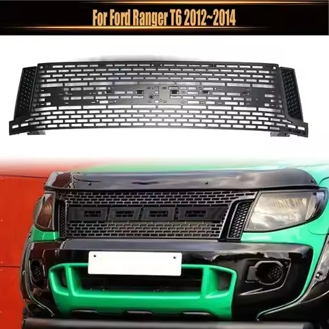 For Ford Ranger T6 2012~2014 Front Racing Grille Front Raptor Grill Mesh Bumper Grille Pickup Access