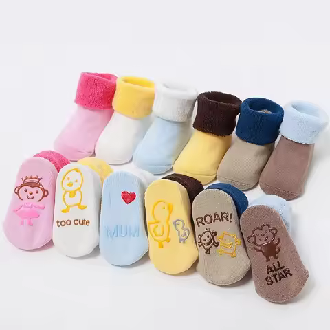 Baby Socks Newborn Cartoon Animal Baby Thick Warm Socks Non Slip 0 3 Months 6 Months Baby Girls Boys