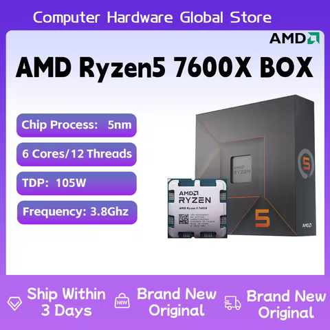 AMD RYZEN 5 7600X Brand New CPU Gaming Processor AMD R5 7600X 6-Core 12-Thread 5nm 38M Socket AM5 Wi