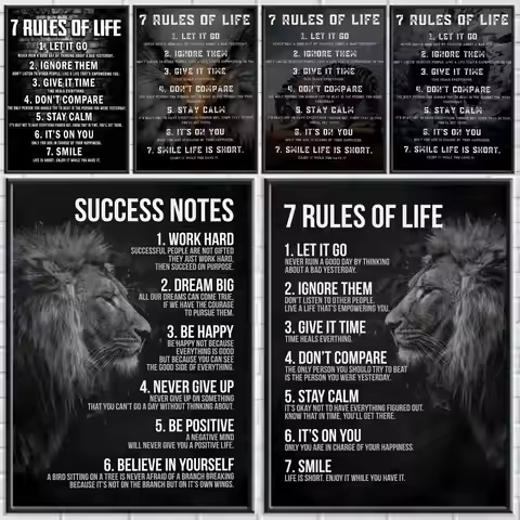 7 Rules Of Life Motivation Poster Perfect Sticker Self Adhesive Wall Art Designed for Home Office Di