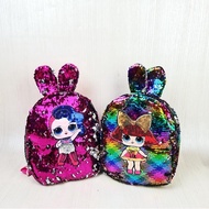 Available CUTE DOLL MOTIF SEQUIN LIGHT CHILDREN'S BACKPACK SEQUIN CHILDREN'S SCHOOL BAG/ SEQUIN CHIL