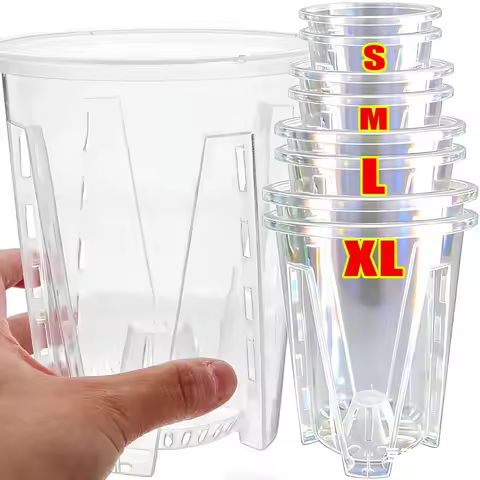 S/M/L/XL Clear PP Plastic Root Control Breathable Flower Pot Orchid Air Holes Plants Enhanced Draina
