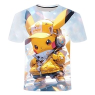 Pok é mon Anime 3D Printed Cute Pikachu Pattern Printed Children's Casual Short Sleeves