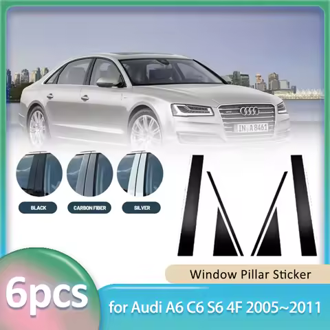 Window Trim Sticker for Audi A6 C6 S6 4F 2005~2011 2006 2007 Car PC Material B C Pillar Post Cover D