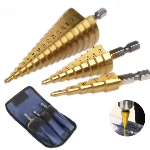 HSS Titanium Coated Step Universal Drill Bit Set 4-12mm 4-20mm 3-12 mm HSS Titanium Coated Step Dril
