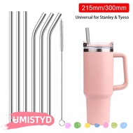 UMISTYDREAMUM9U 6Pcs Cup Straw, 8mm Straight Bent Stainless Steel Straws, Silver Drinking Reusable R