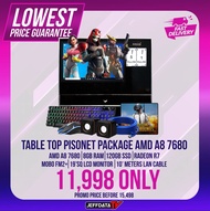 TABLE TOP PISONET PACKAGE A8 7680 8gb ddr3 120gb SSD ONBOARD19 Wide Led Keyboard and mouse speaker o