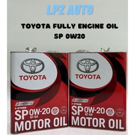 100% Original Toyota 0W-20 0W20 Synthetic SP GF-6A Engine Oil 4L - Imported from Japan - Motor Oil 4Litre 08880-13205