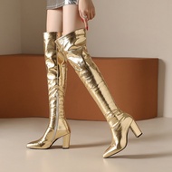 Customized Mirror Pole Dance Boots Long Boots Street Shooting Banquet Catwalk Nightclub Thick High Heel Women's Shoes