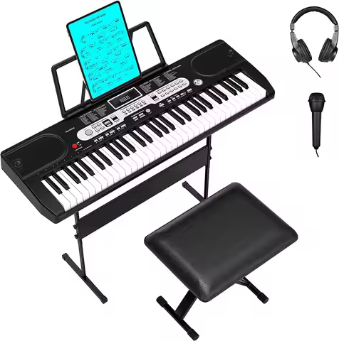 61 Key Keyboard Piano Beginners Professional Electronic Keyboard Piano with Bench Electronic Musical