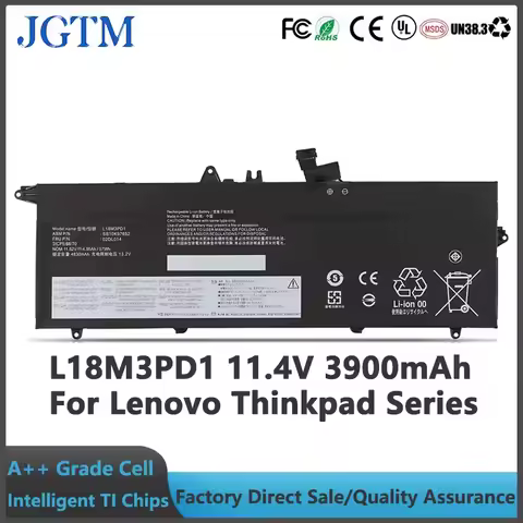 JGTM Laptop Battery L18l3pd1 L18m3pd1 L18c3pd1 For Lenovo Thinkpad Notebook Battery T490s T495s L18m