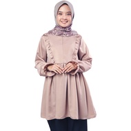 Elzatta Baju Dress Tunik Atasan Blouse Wanita Muslim Polos Aksen Rempel Cantik Tunik Alexa