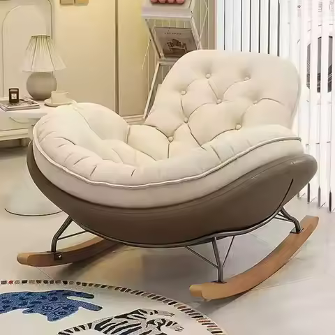 Modern Ergonomic Living Room Chairs Beige Cushion High Quality Salon Recliner Chair Bauhaus Relaxing