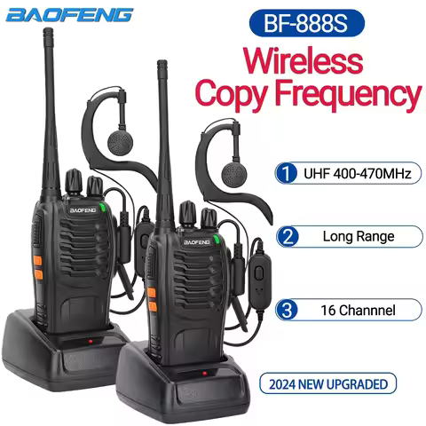 2PCS New Baofeng BF-888S Pro Upgrade Walkie Talkie Wireless Copy Frequency Long Range Portable BF888