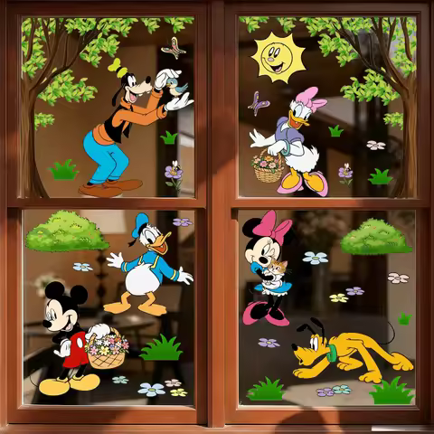 3pcs Mickey & Friends Spring Garden Adventure Wall Sticker Set, suitable for bedroom, playroom. a lo