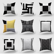 Modern Minimalist Black And White Geometry Pillowcase with Zip 45×45cm Square Pillowcase Peachskin Fabric Sofa Cushion Cover Pillow Cover Home Decors JR
