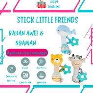 Baby Teether - 6 month baby toys - Baby rattle - Rattle stick little friends