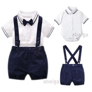 Baptismal Baby Boy Set Boss Gentleman Formal Suit Polo Romper Pants Tie Birthday Baptism Outfit Newb