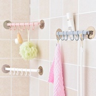 6 Hook Clothes Towel Rack Suction Cup Holder Bathroom Kitchen PVC Sucker Hanger