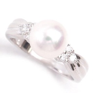 【TASAKI 田崎真珠】鑽石戒指珍珠 8.0 毫米珍珠鉑金 10 號 PT900 D：0.14 克拉