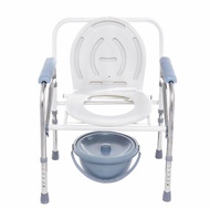 เก้าอี้นั่งถ่าย อาบน้ำ อลูมิเนียม 2 IN 1 เก้าอี้นั่งถ่าย ผู้สูงอายุ พับได้ ปรับความสูงได้ โครงอลูมิเนียมอัลลอยด์ น้ำหนักเบาไม่เป็นสนิม เก้าอี้ขับถ่าย แบบพับได้ Toilet Chair V1 patient toilet chair ,Grade Can be adjusted to 6 level สุขาเคลื่อนที่