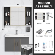 FLASH 60 70 80 cm Aluminum Bathroom Cabinet Basin Set Ceramic Sink With Mirror And Shelf Basin Mirror Cabinet