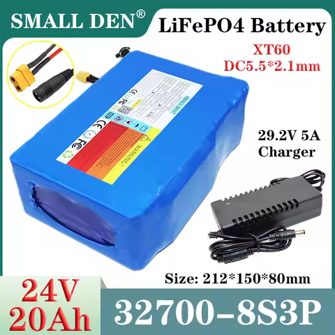 24V 20Ah 32700 Lifepo4 battery pack 8S3P Built-in 50A Same port BMS for E-tools scooter wheelchair l