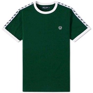 Fred Perry-Fred Perry Taped Ringer T-Shirt Snow White High Quality/Baju Kaos Import Pria Fred Perry/