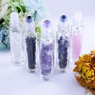 天然水晶能量滾珠精油瓶/脈輪/冥想粉晶紫水晶青金石白水晶黑曜石