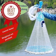 Fishing Net Hand Cast Thrown 12ft with Flying Disc and Chain Weights Jala Ikan Pancing Udang Benang 