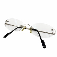 Excellent condition ▼ Cartier C de Cartier 2C Decor rimless eyeglasses, silver and black, 22mm squar