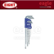 Eight  BCT-S9 9 Pcs 1.5 - 10mm Chrome Taper Head Hex Key Wrench Set