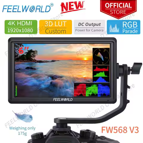 FEELWORLD FW568 V3 6 Inch 3D LUT DSLR Camera Field Monitor IPS Full HD1920X1080 Support HDMI Output 