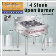 Stainless Steel 4 Stove Open Burner Manual Dapur Kwali Range Masak Clay Pot Sizzling Four Empat Stand Leg Gas Standing